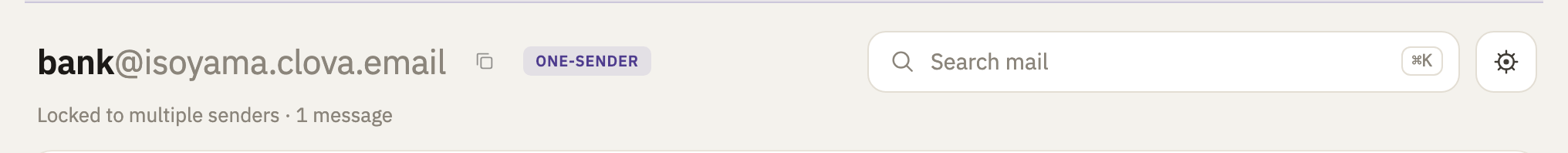 The inbox's header, saying Locked to multiple senders