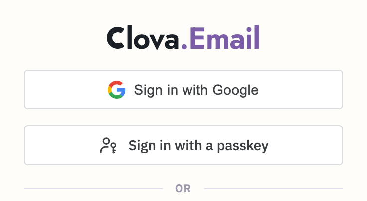 The sign-in page, with Sign in with a passkey