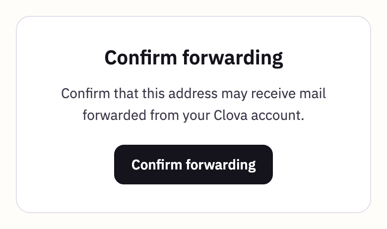 The Confirm forwarding page, with its button