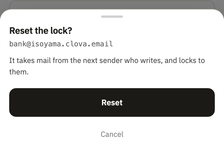 Reset the lock?, with Cancel and Reset
