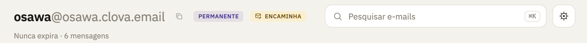 O cabeçalho da caixa, com Encaminha ao lado do endereço