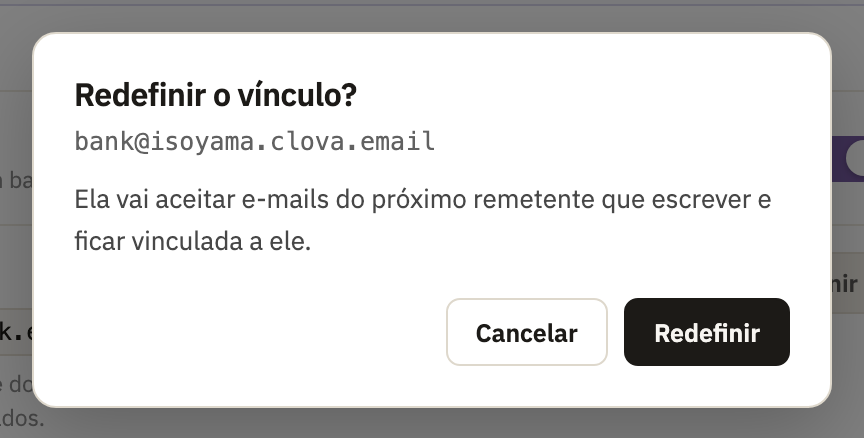 Redefinir o vínculo?, com Cancelar e Redefinir