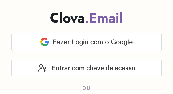 A página de login, com Entrar com chave de acesso
