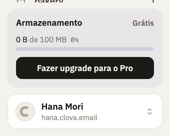 O quadro Armazenamento, com o botão para fazer upgrade