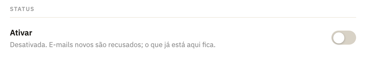 Status, com a chave Ativar desligada