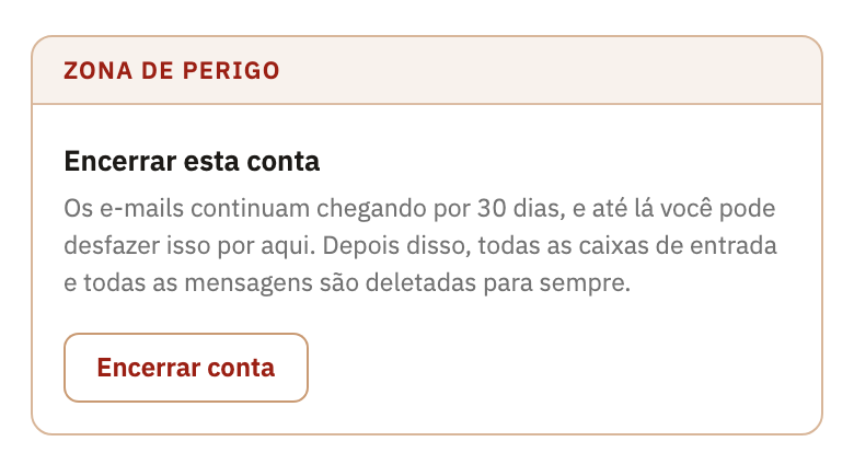 A Zona de perigo, com Encerrar conta