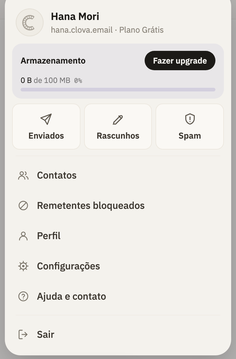 O quadro Armazenamento, com o botão para fazer upgrade