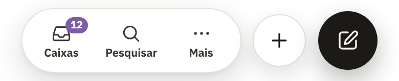 Pesquisar e-mails acima da lista, e Pesquisar na barra na parte de baixo do celular