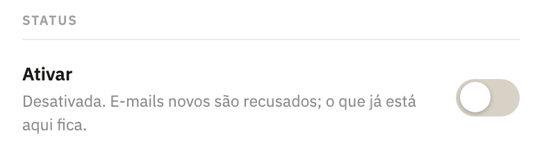 Status, com a chave Ativar desligada