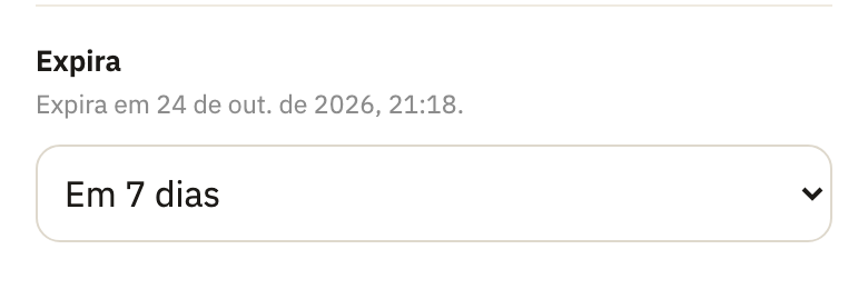 Expira, com Em 7 dias e a data em que isso cai