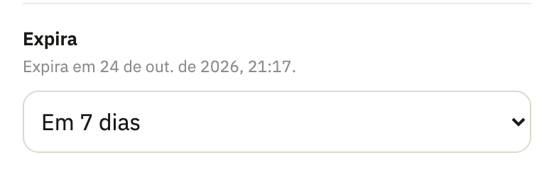 Expira, com Em 7 dias e a data em que isso cai